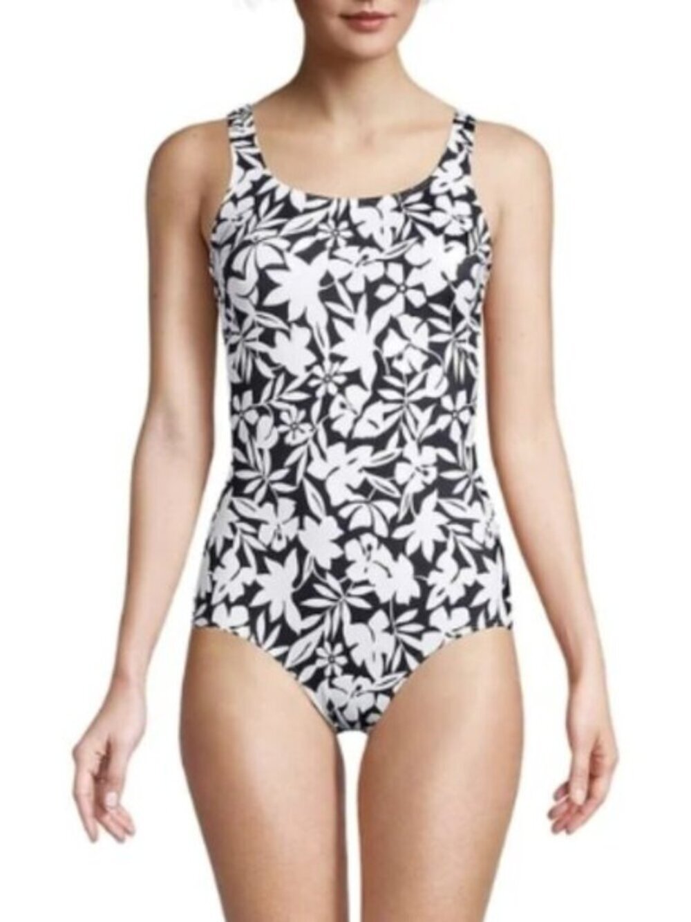 LANDS END 1 Piece Swimsuit Chlorine Resistant Tugless Tank Soft Cup SZ 18W - Picture 1 of 9
